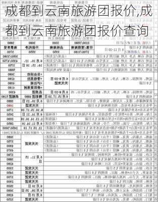 成都到云南旅游团报价,成都到云南旅游团报价查询