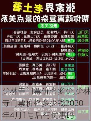 少林寺门票价格多少,少林寺门票价格多少钱2020年4月1号后有优惠吗