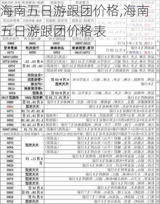 海南五日游跟团价格,海南五日游跟团价格表