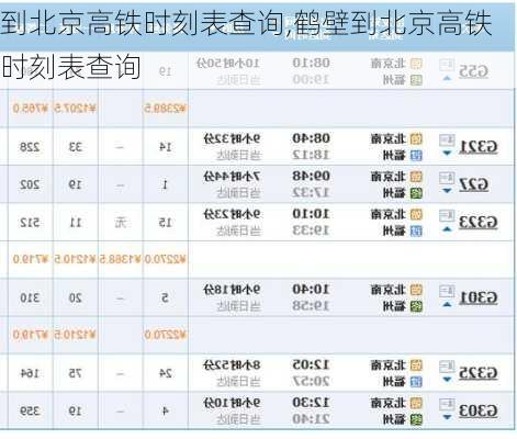 到北京高铁时刻表查询,鹤壁到北京高铁时刻表查询