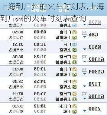 上海到广州的火车时刻表,上海到广州的火车时刻表查询