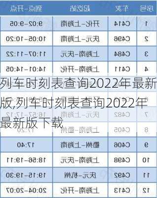 列车时刻表查询2022年最新版,列车时刻表查询2022年最新版下载