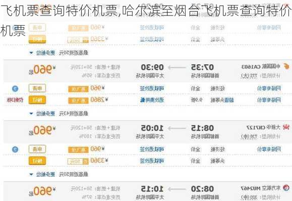 飞机票查询特价机票,哈尔滨至烟台飞机票查询特价机票