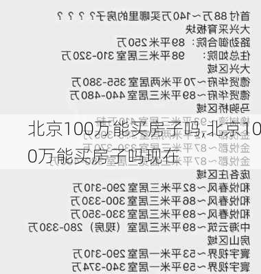 北京100万能买房子吗,北京100万能买房子吗现在