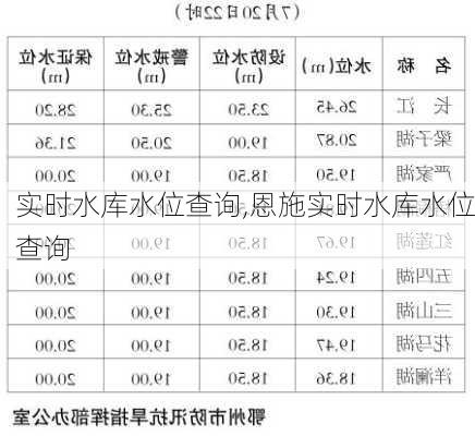 实时水库水位查询,恩施实时水库水位查询