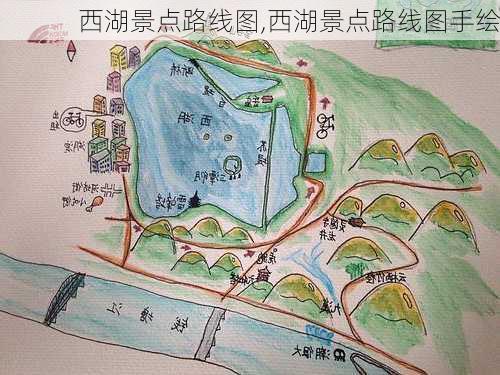 西湖景点路线图,西湖景点路线图手绘