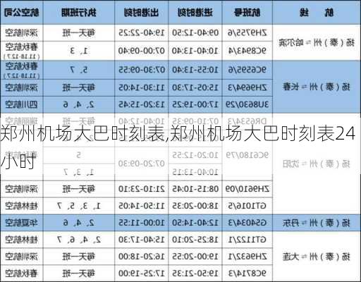 郑州机场大巴时刻表,郑州机场大巴时刻表24小时