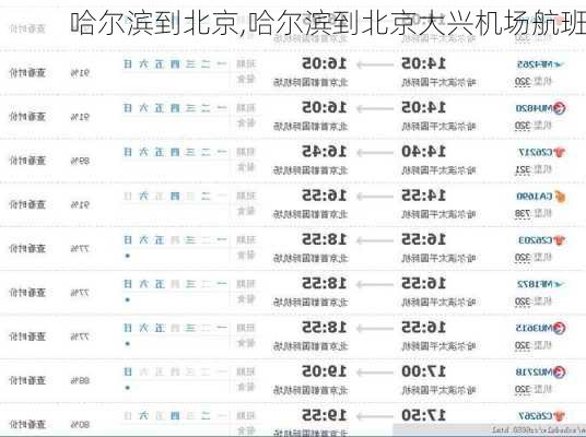 哈尔滨到北京,哈尔滨到北京大兴机场航班