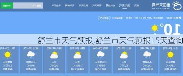 舒兰市天气预报,舒兰市天气预报15天查询