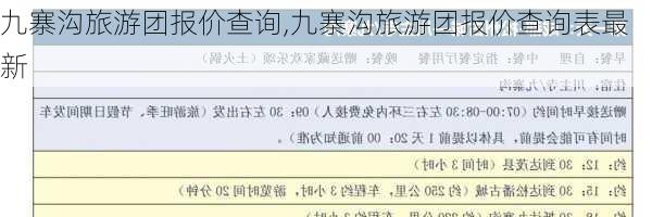 九寨沟旅游团报价查询,九寨沟旅游团报价查询表最新