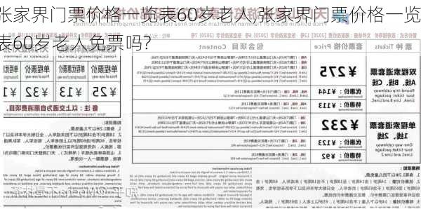 张家界门票价格一览表60岁老人,张家界门票价格一览表60岁老人免票吗?