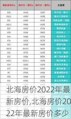 北海房价2022年最新房价,北海房价2022年最新房价多少