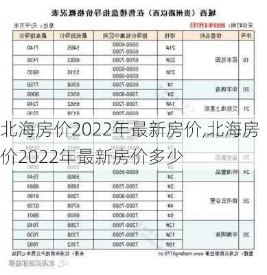 北海房价2022年最新房价,北海房价2022年最新房价多少