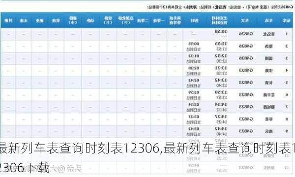 最新列车表查询时刻表12306,最新列车表查询时刻表12306下载