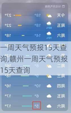 一周天气预报15天查询,赣州一周天气预报15天查询