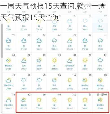 一周天气预报15天查询,赣州一周天气预报15天查询