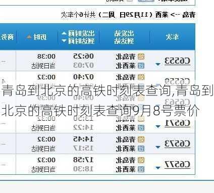 青岛到北京的高铁时刻表查询,青岛到北京的高铁时刻表查询9月8号票价