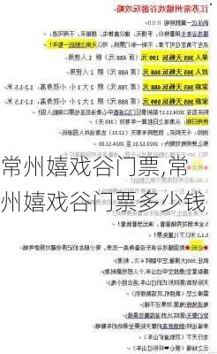 常州嬉戏谷门票,常州嬉戏谷门票多少钱