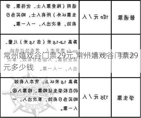 常州嬉戏谷门票29元,常州嬉戏谷门票29元多少钱