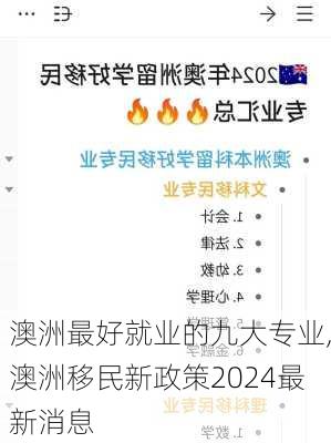 澳洲最好就业的九大专业,澳洲移民新政策2024最新消息