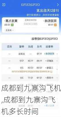 成都到九寨沟飞机,成都到九寨沟飞机多长时间