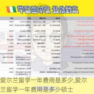 爱尔兰留学一年费用是多少,爱尔兰留学一年费用是多少硕士