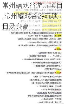 常州嬉戏谷游玩项目,常州嬉戏谷游玩项目及身高