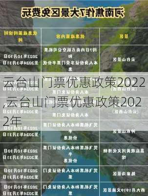 云台山门票优惠政策2022,云台山门票优惠政策2022年